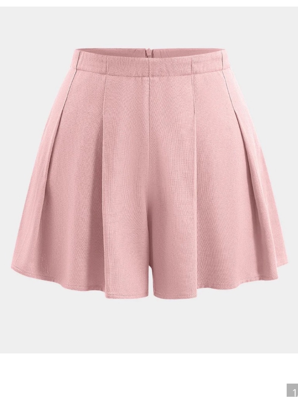 071. Micas Pink Linen Pleated Zipper Shorts M